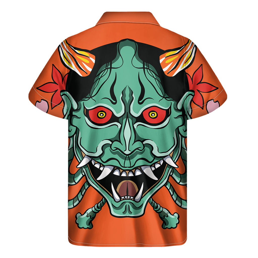 Japanese Demon Print Men's Short Sleeve Shirt