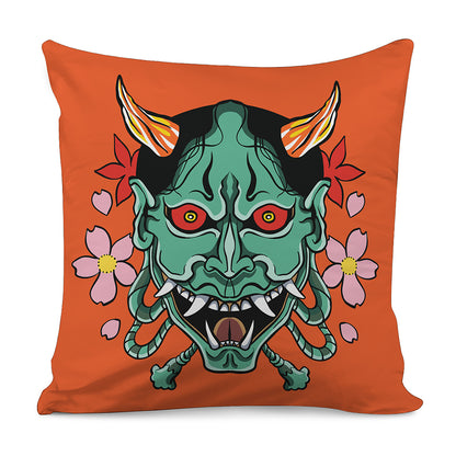 Japanese Demon Print Pillow Cover