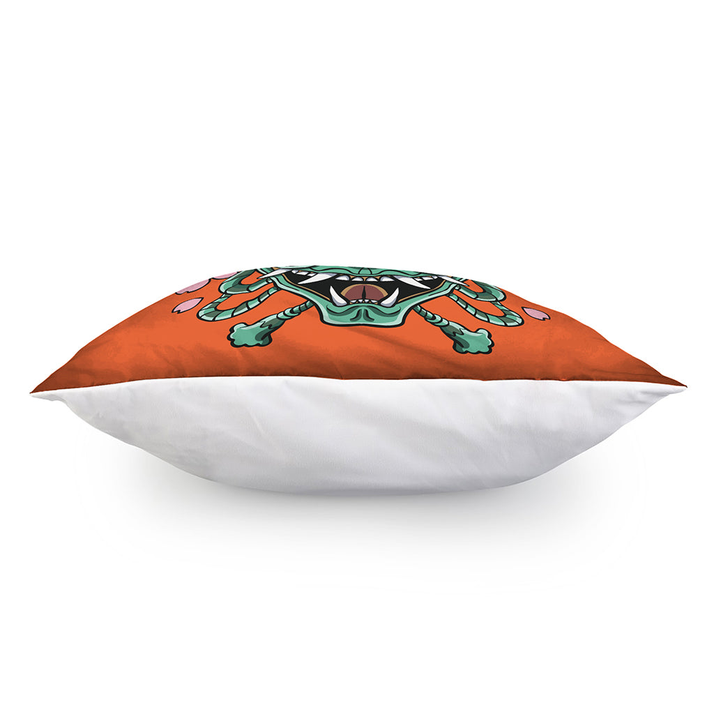 Japanese Demon Print Pillow Cover