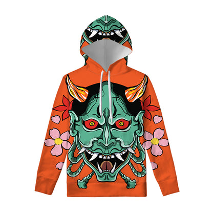 Japanese Demon Print Pullover Hoodie