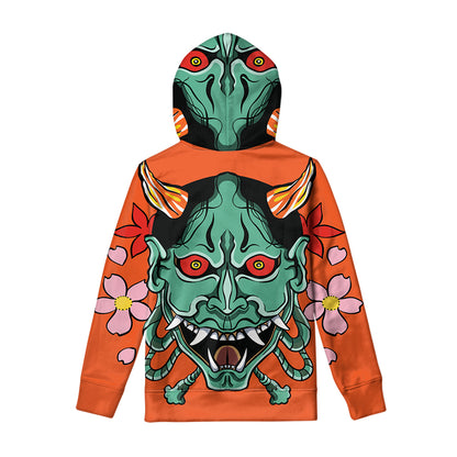Japanese Demon Print Pullover Hoodie