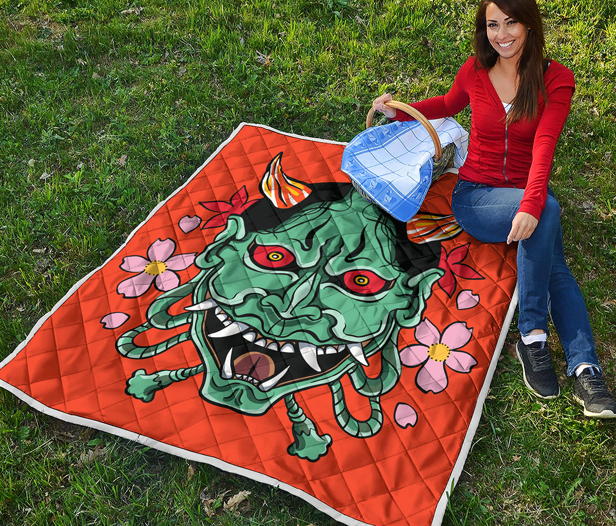 Japanese Demon Print Quilt