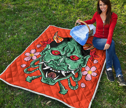 Japanese Demon Print Quilt
