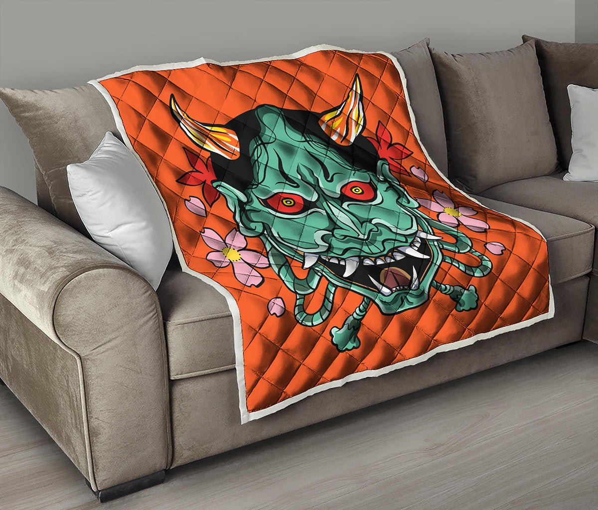 Japanese Demon Print Quilt