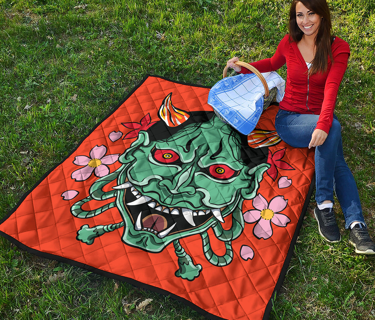 Japanese Demon Print Quilt