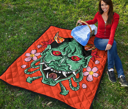 Japanese Demon Print Quilt