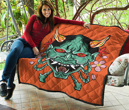 Japanese Demon Print Quilt