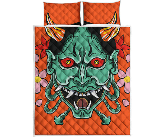 Japanese Demon Print Quilt Bed Set