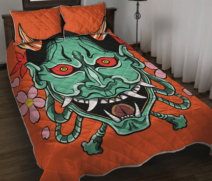 Japanese Demon Print Quilt Bed Set