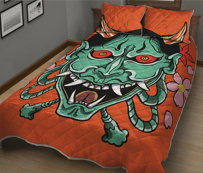 Japanese Demon Print Quilt Bed Set