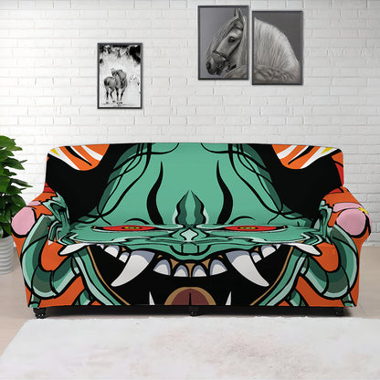 Japanese Demon Print Sofa Cover