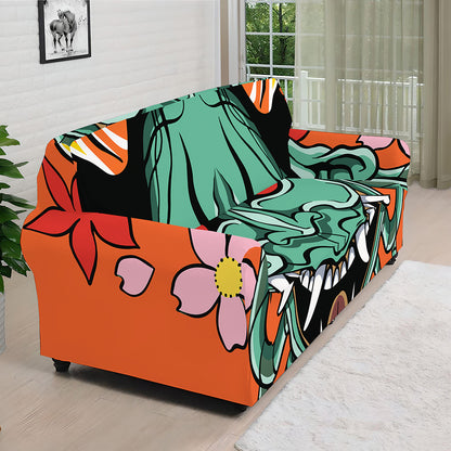 Japanese Demon Print Sofa Cover
