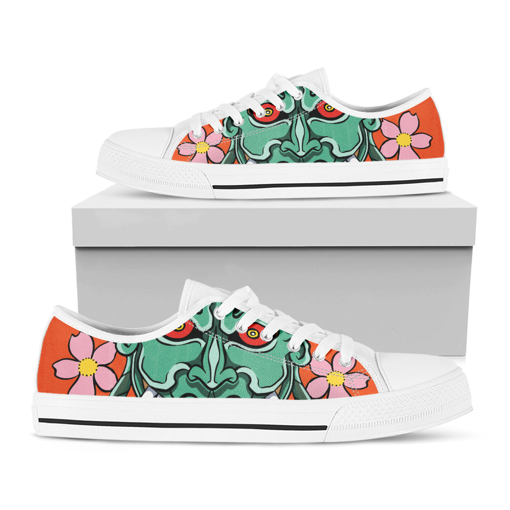 Japanese Demon Print White Low Top Shoes
