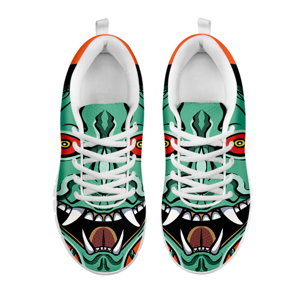 Japanese Demon Print White Sneakers
