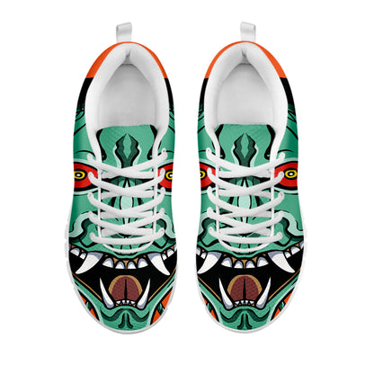 Japanese Demon Print White Sneakers