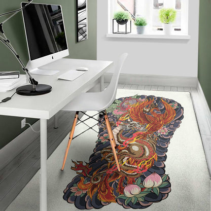 Japanese Dragon And Phoenix Tattoo Print Area Rug