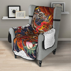 Japanese Dragon And Phoenix Tattoo Print Armchair Protector