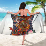 Japanese Dragon And Phoenix Tattoo Print Beach Sarong Wrap