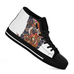 Japanese Dragon And Phoenix Tattoo Print Black High Top Shoes