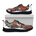 Japanese Dragon And Phoenix Tattoo Print Black Running Shoes