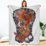 Japanese Dragon And Phoenix Tattoo Print Blanket