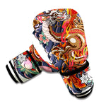 Japanese Dragon And Phoenix Tattoo Print Boxing Gloves