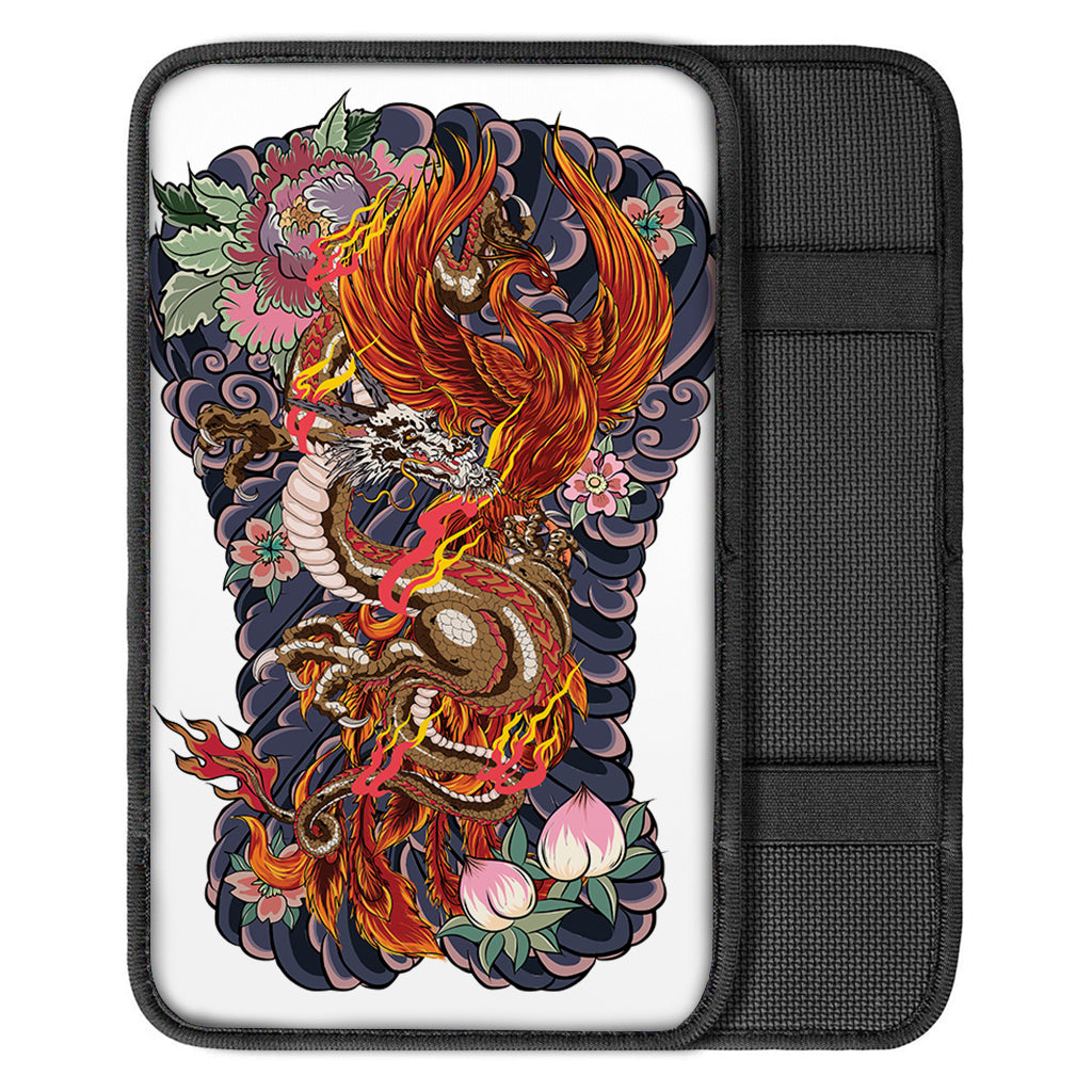 Japanese Dragon And Phoenix Tattoo Print Car Center Console Cover
