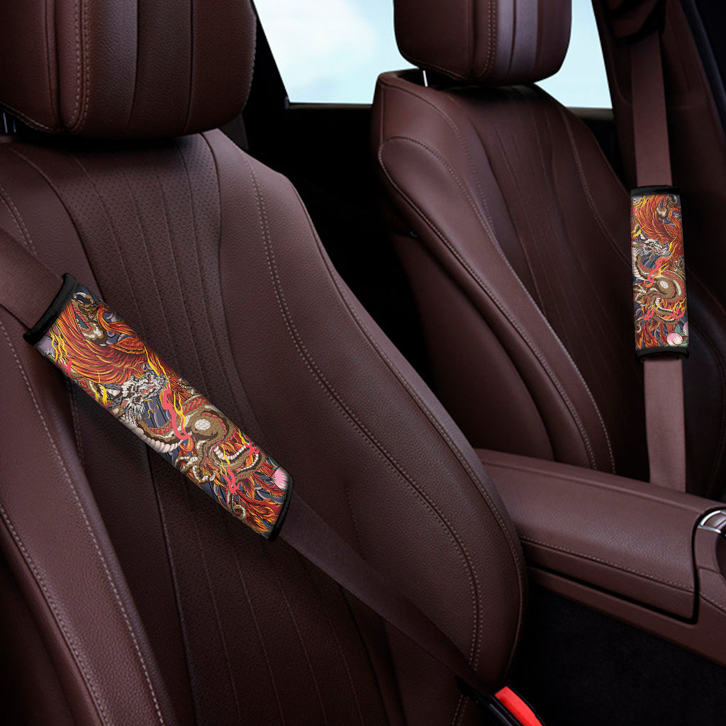 Japanese Dragon And Phoenix Tattoo Print Car Seat Belt Covers