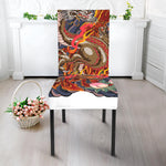 Japanese Dragon And Phoenix Tattoo Print Dining Chair Slipcover
