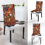 Japanese Dragon And Phoenix Tattoo Print Dining Chair Slipcover