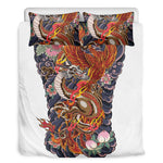 Japanese Dragon And Phoenix Tattoo Print Duvet Cover Bedding Set