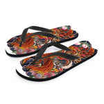 Japanese Dragon And Phoenix Tattoo Print Flip Flops