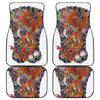 Japanese Dragon And Phoenix Tattoo Print Front and Back Car Floor Mats
