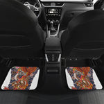 Japanese Dragon And Phoenix Tattoo Print Front and Back Car Floor Mats