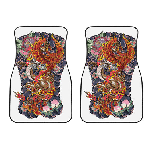 Japanese Dragon And Phoenix Tattoo Print Front Car Floor Mats