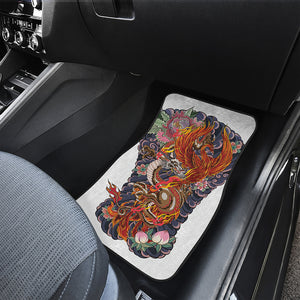 Japanese Dragon And Phoenix Tattoo Print Front Car Floor Mats