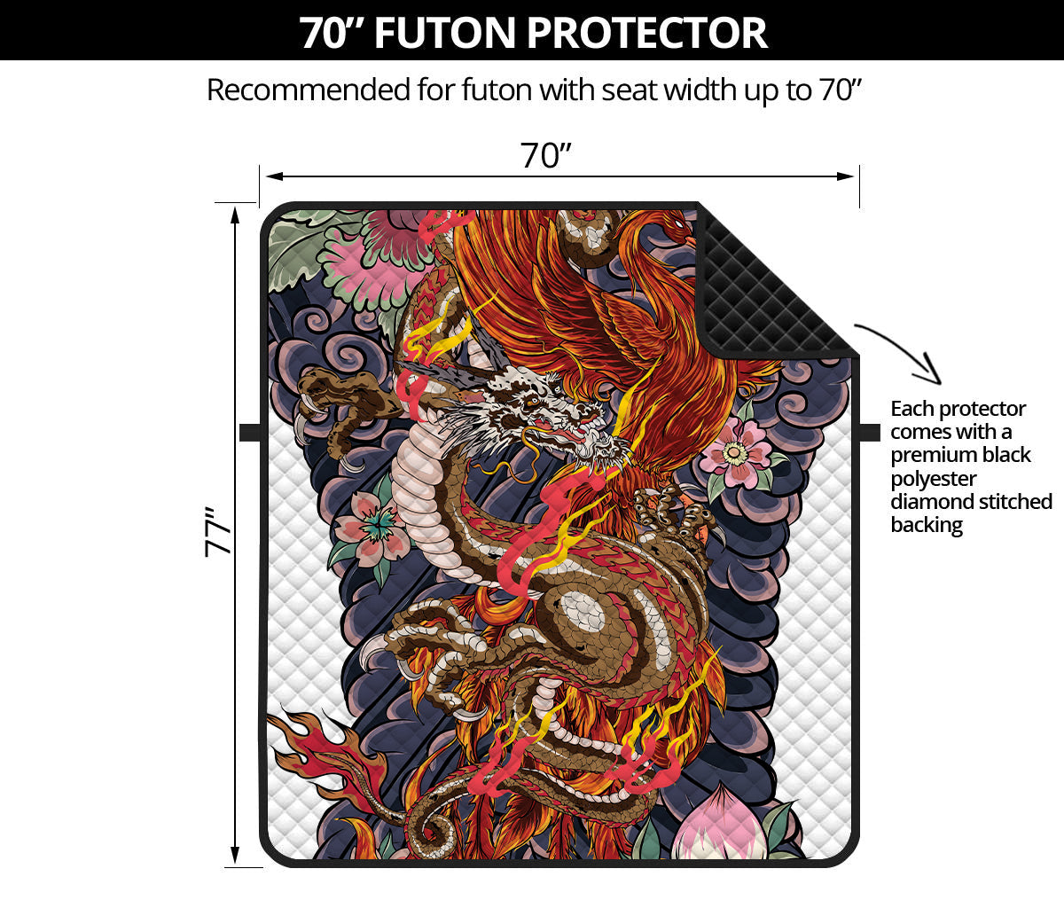 Japanese Dragon And Phoenix Tattoo Print Futon Protector