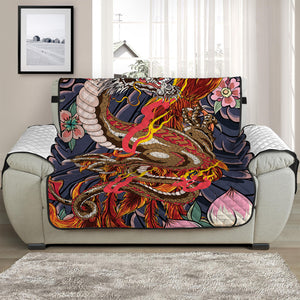 Japanese Dragon And Phoenix Tattoo Print Half Sofa Protector