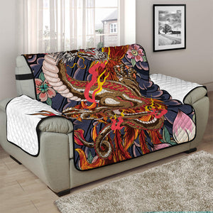 Japanese Dragon And Phoenix Tattoo Print Half Sofa Protector