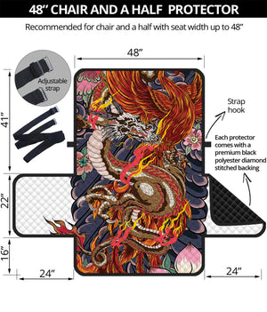 Japanese Dragon And Phoenix Tattoo Print Half Sofa Protector