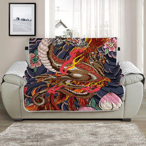 Japanese Dragon And Phoenix Tattoo Print Half Sofa Protector