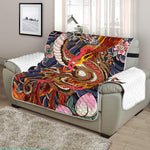 Japanese Dragon And Phoenix Tattoo Print Half Sofa Protector