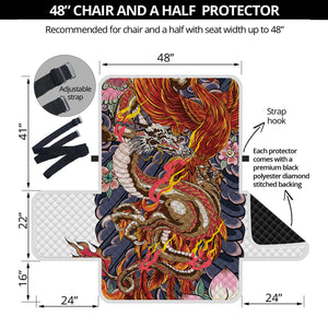 Japanese Dragon And Phoenix Tattoo Print Half Sofa Protector