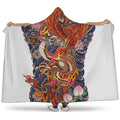 Japanese Dragon And Phoenix Tattoo Print Hooded Blanket
