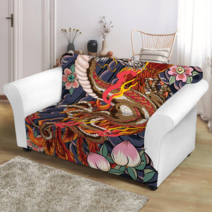 Japanese Dragon And Phoenix Tattoo Print Loveseat Slipcover