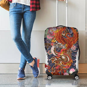 Japanese Dragon And Phoenix Tattoo Print Luggage Cover