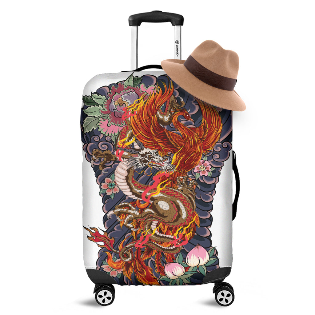 Japanese Dragon And Phoenix Tattoo Print Luggage Cover