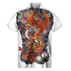 Japanese Dragon And Phoenix Tattoo Print Men's Short Sleeve Shirt