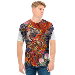 Japanese Dragon And Phoenix Tattoo Print Men's T-Shirt