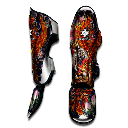 Japanese Dragon And Phoenix Tattoo Print Muay Thai Shin Guard